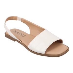 Journee Women's Brinsley Slingback D'Orsay Flat Sandals White Size 8 1/2